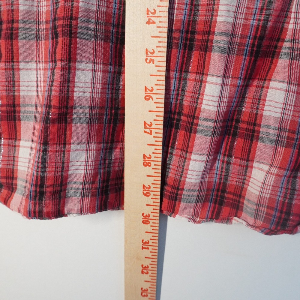 Scotch and Soda Pearl Snap Plaid Button Down Top Women's XL Short Sleeve Western - Picture 12 of 12